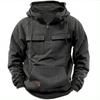 Retro Multi-Pocket Men's Hooded Sweatshirt - Youth Sports Motorcycle Style Jacket