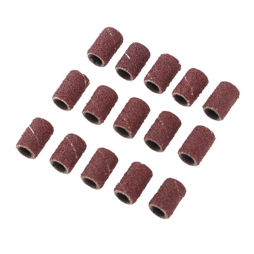 100Pcs 1/4" 6.35mm Drum Sanding Band Nail Drill Bits Power Tool Grit 80 120 180 240 320 600 for Manicure Pedicure Polishing Tool