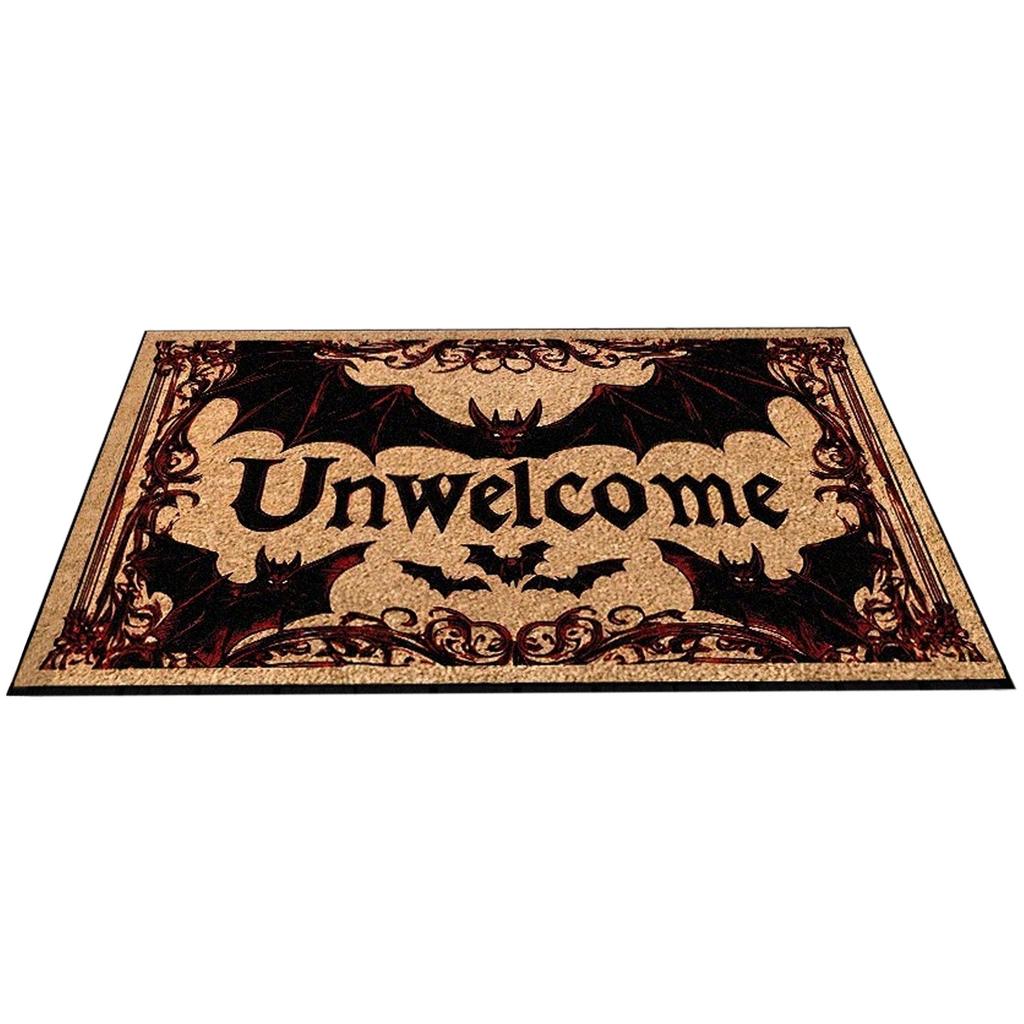 Halloween Terror Crystal Velvet Floor Mat, Bats Pumpkin, Entry Entrance, Entrance Floor Mat