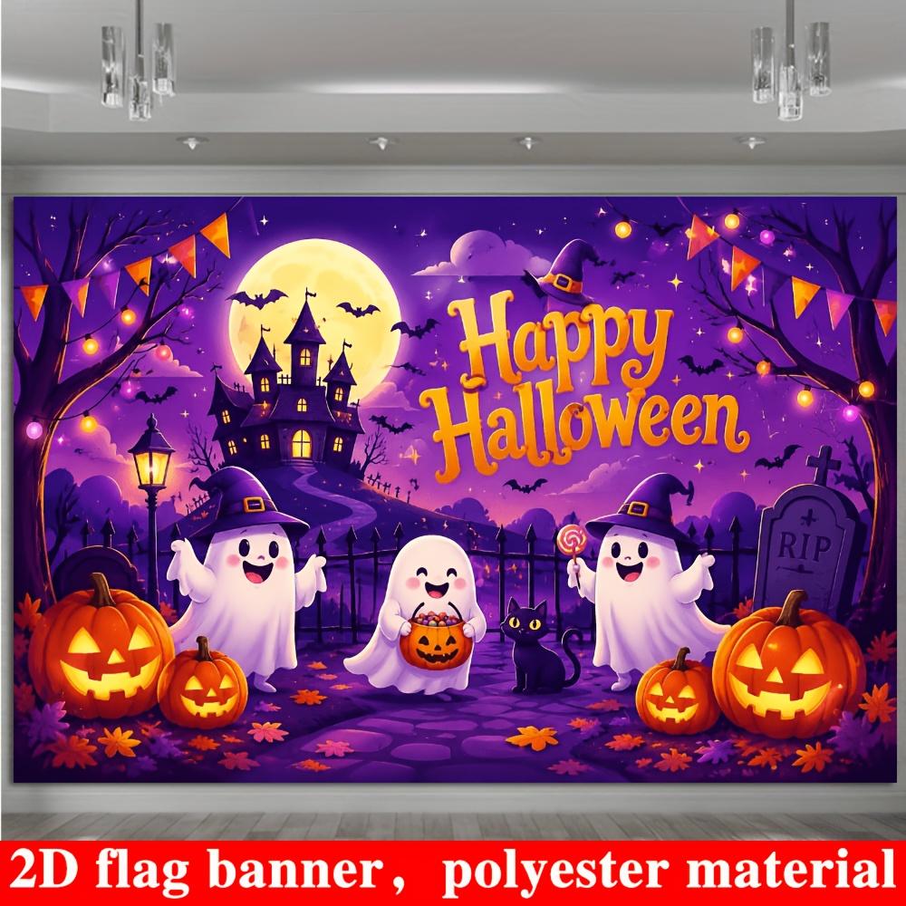 Halloween-themed banner background, suitable for indoor and outdoor events. Can be used as a photo backdrop or wall decoration.
