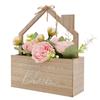 Country Living Its Your Time To Bloom Wooden House Planter With Faux Flowers