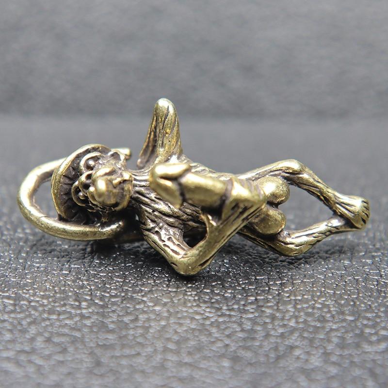 Retro Brass Naughty Monkey Tongue Out Knife Beads Playing Genitalia Penis Funny Paracord Bracelet DIY Accessory Lanyard Pendants