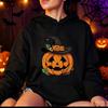Women's Halloween Hoodies Pumpkin Wizard Hat Bats Print Sweatshirts Casual Costume Party Aesthetic Clothes Family Outfits Gifts