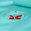 Original Design S999 Full Silver Bracelet Weaving Red Rope Creative Youth Bow Red Rope Bracelet Goddess Festival