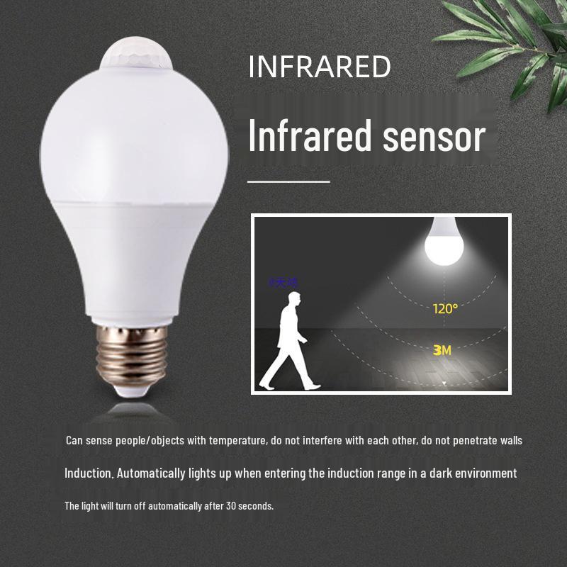 Motion-Sensor Sound and Light-Control LED Bulb for Bathroom and Stairwell