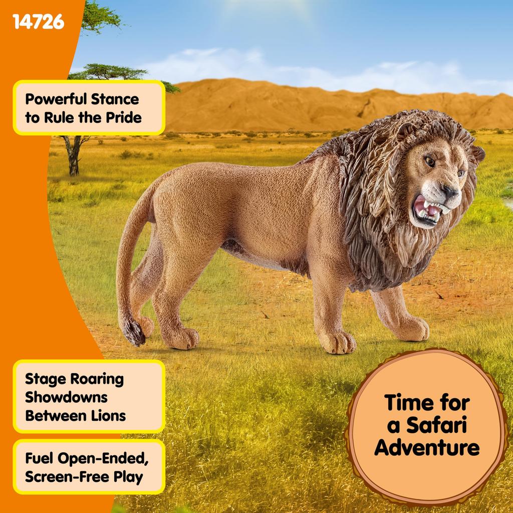 Schleich Wildlife Lion Ages Realistic Animal Toy 14726 (Roaring) Figurine, 3+,