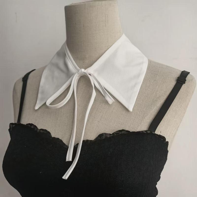 Ladies Detachable Lapel Fake Collar Neck Shirt Doll Collar False Blouse Neckwear Lace Up Shawl Cosplay Party Costume Accessories