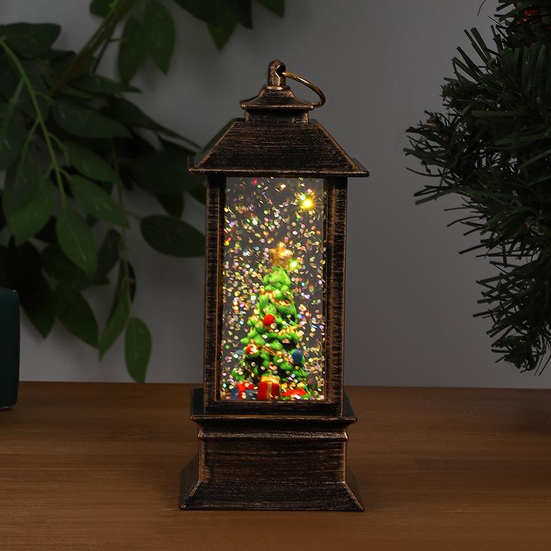 Santa Claus Light-Up Phone Booth Lantern: Christmas Tabletop Oil Lamp Ornament