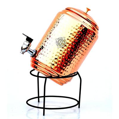 Copper Water Dispenser/Matka 5 Litre Leak Proof Container Pot with 100% Pure Copper with Stand & Tumbler, Joint Less with Health Benefits