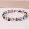 Bracciale Bling Classico Splendido Arcobaleno Amore Cristallo Cuore d'Amore Forma Braccialetto per Donne Matrimonio Sposa Regalo Gioielli