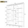 160 x 30 x 180 cm Shelf in Modern, Minimalist Style, Made of Steel Tubes and MDF, Multiple Storage Compartments, Rectangular + Arch Design, White