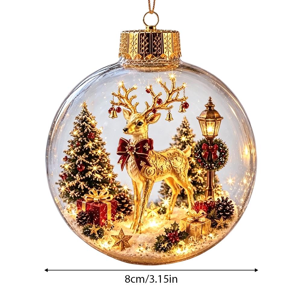 Decorazioni Luminose per la Storia di Natale 2026 Fai da te Nuovo Babbo Natale Pupazzo di Neve Alce Sfera di Cristallo con Polvere d'Oro Decorazione 1pz 2026