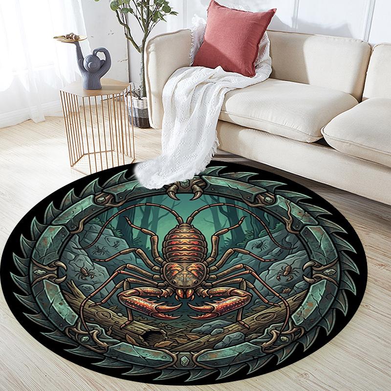 Mechanical Crab Emblem Round Area Rug Under Office Chairs Bedroom Living Room Home Decor