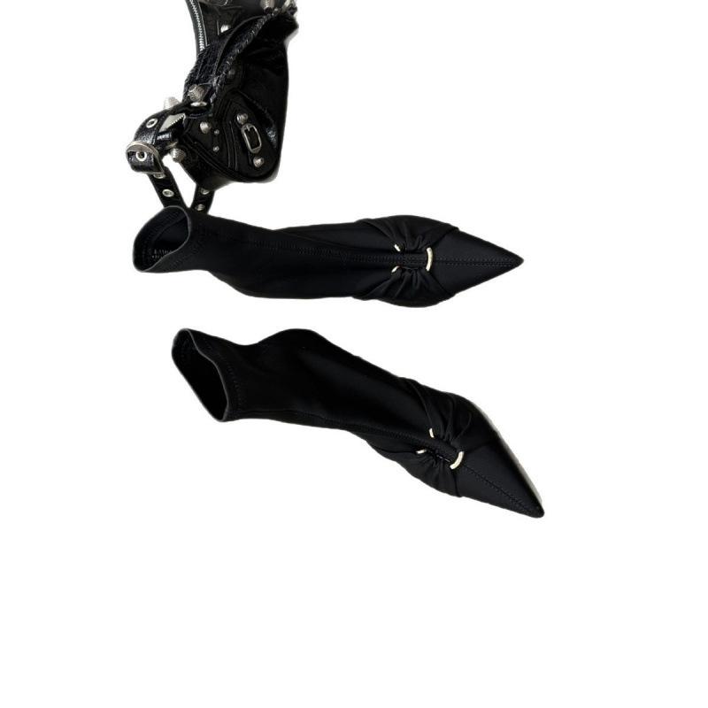 Pointed short boots women's autumn and winter 2025 new women's boots stiletto boots short boots high heels satin Martin boots