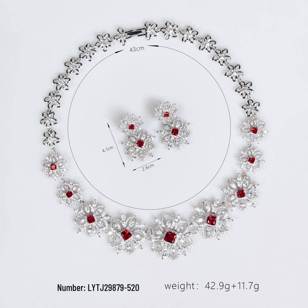 Luxury European & American Necklace & Zircon Earrings Set - Women's High-End Ins Style for Evening & Wedding Dress
