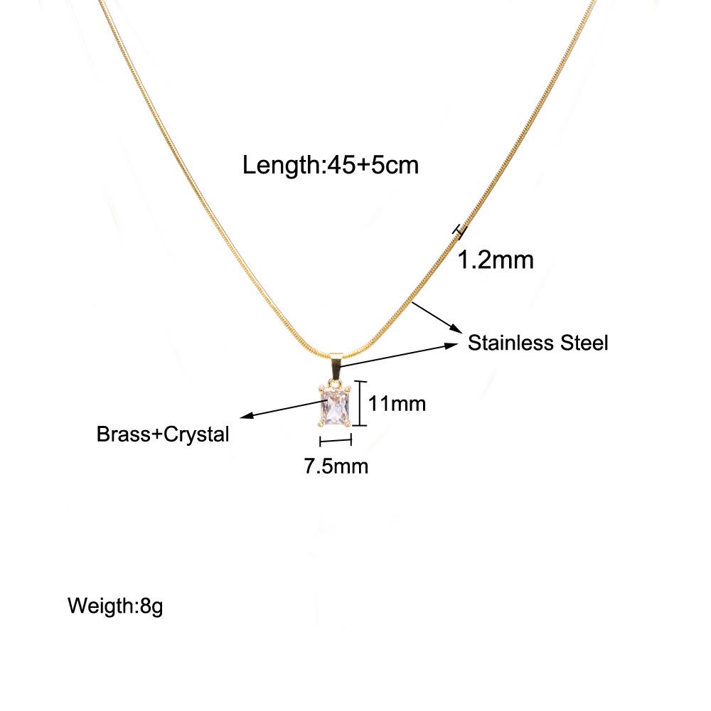 Crystal Zirconia Square Diamond Necklace, Bracelet & Earrings Set in Women's Titanium Steel Clavicle Chain Jewelry