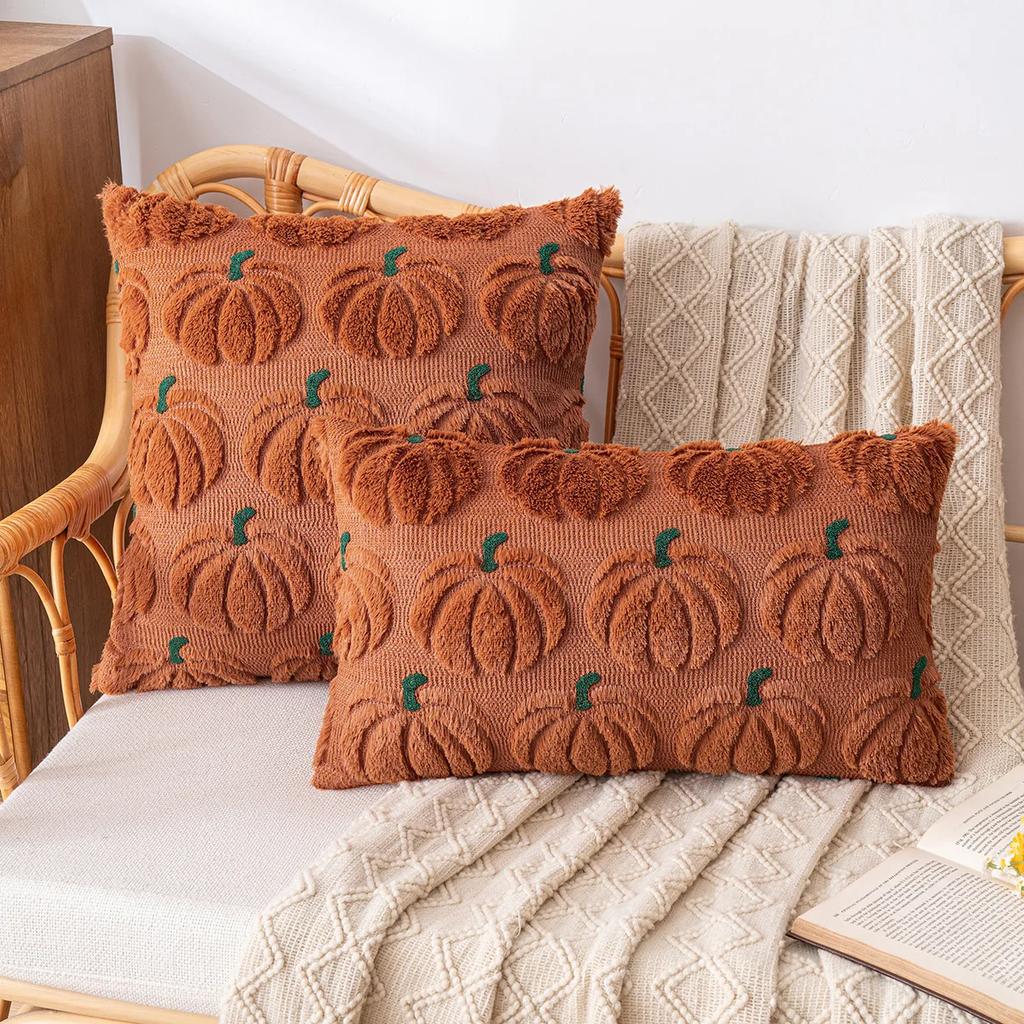 Halloween Pumpkin Embroidered Plush Pillowcase Cojines Simple Throw Headboard Pillow Cushion Covers Halloween Party Supplies
