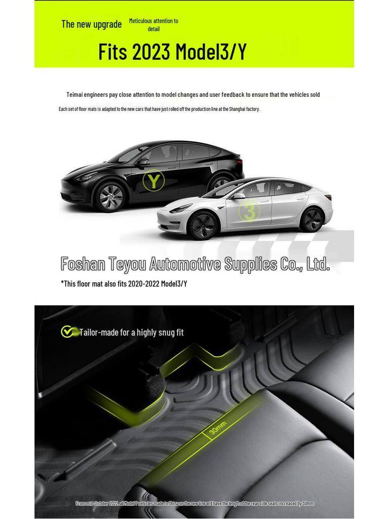 Tesla Model 3/Y TPE Full Surround Floor Mats - Car Foot Pads and Modification Accessories