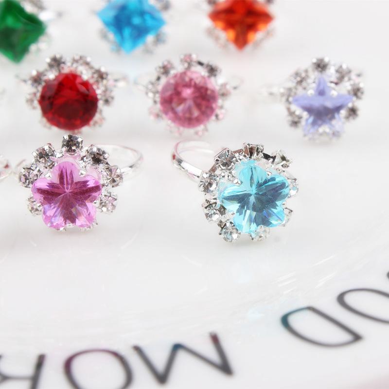 24Pcs Children's boxed zirconia ring, simple ring, party accessory ring, ring set