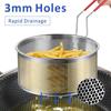LMETJMA Deep Fryer Basket Round Stainless Steel Fry Baskets With Silicone Handle and Resting Hook for French Chips JT96