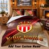 Monaco FC Pattern Bedding 3Pcs Set Custom Name, Bed Sheet And Pillowcases For Home Bedroom