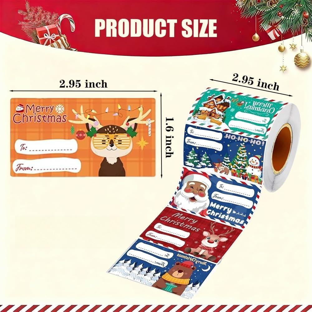 240 PCS Christmas Gift Tags Christmas Santa Claus Stickers Self Adhesive Cartoon Christmas Tag Christmas Festival Holiday Decor