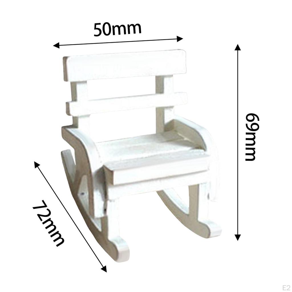 Dollhouse Furniture Mini Rocking Chair Handpainted Vintage Wooden Chairs for Micro