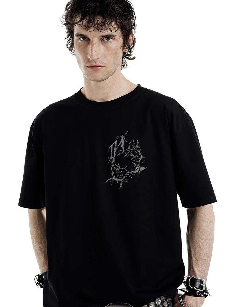 Mens TShirts THORNS Graphic Streetwear Cotton Tops Tees Short Sleeve Tee Oversized Vintage Hip Hop Korean Fashion Y2k Clothing