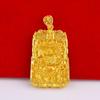 Men's Gold-plated Large Tag Necklace, Flame Square Dragon Brand, Guanyin Maitreya Buddha Pendant Necklace.