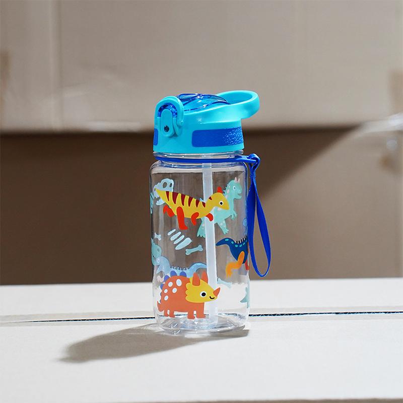 

1 шт. 600 мл Креативная мультяшная детская чашка-непроливайка, бутылки для воды с соломинками и крышками, портативная уличная посуда светло-синий