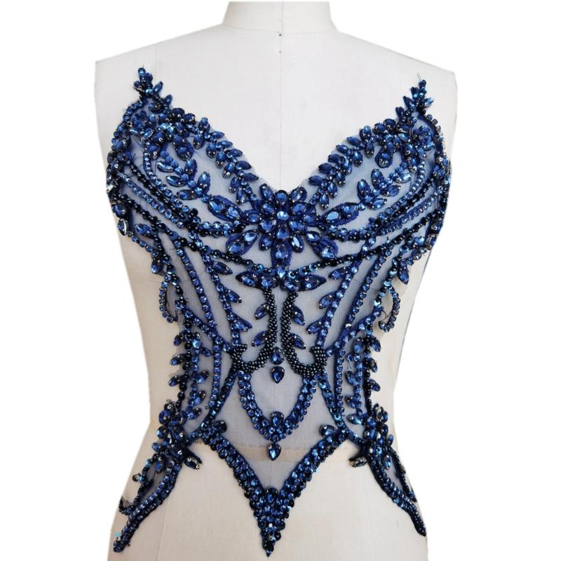 DIY Rhinestones Sew on Patches Hand Beaded Patches 3D Costumes Appliques Patches for Costums Wedding Dress