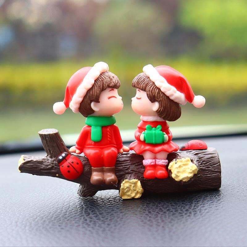 1-10PCS Christmas Car Dashboard Ornament Cute Creative New Couple Car Interior Decoration Desktop Gift for Women