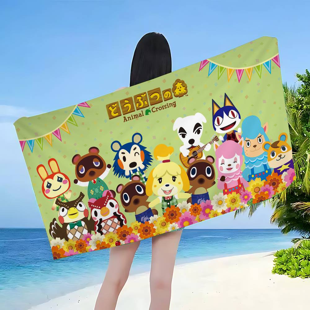 Cartoon Animal C-Crossing Beach Towel Colorful Bath Towels for Girl Microfiber Quick Dry Custom Sand Free Beach Yoga Spa Gym