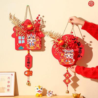 Cartoon Snake Year Lucky Pendants Traditional with Bells 2025 New Year Wall Pendants Blessing Handmade