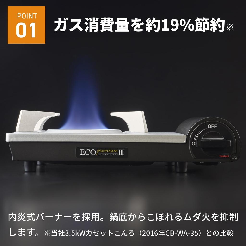Iwatani Gaskocher, Cassette Fu, Kassetten Gas, Eco Premium III, Innenflammen-Typ, Tragbarer Kocher, Katastrophenvorsorge, Tischgebrauch, Stromausfall