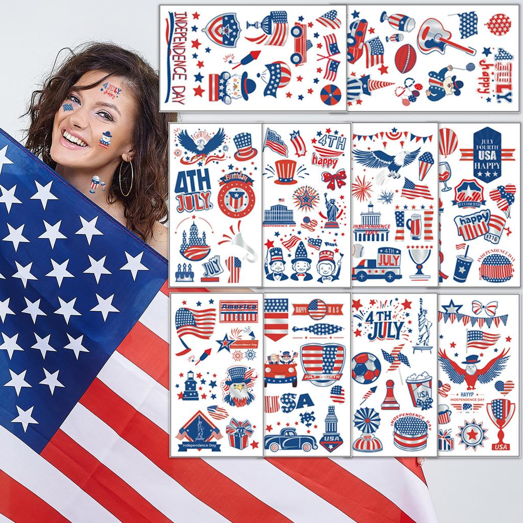 Independence Day Tattoo Stickers USA Holiday Party Themed Face Stickers Tattoo Stickers Persistent Stickers Graffiti