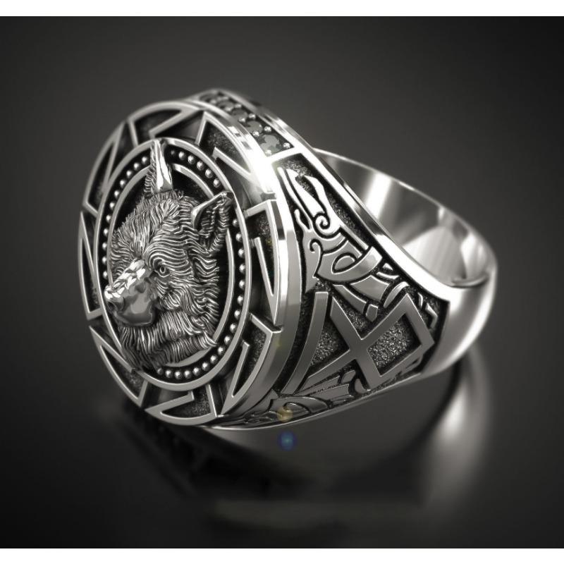 New Viking Warrior Wolf Head Men's Ring Retro Celtic Wolf Totem Ring