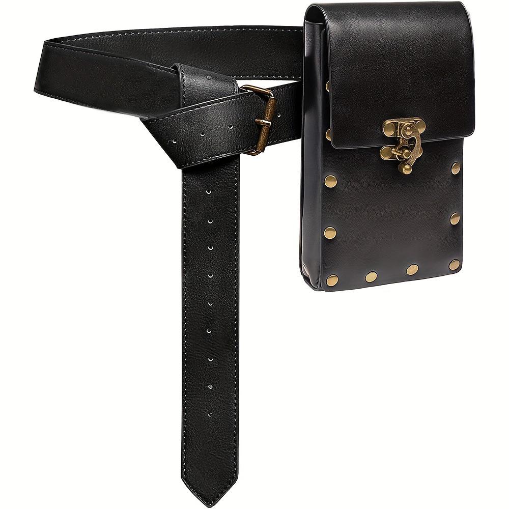 Medieval Leather Waistband Belt with Cord and Pouch