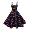 Women's Halloween Print Sexy Off-The-Shoulder Punk Vintage Dress
