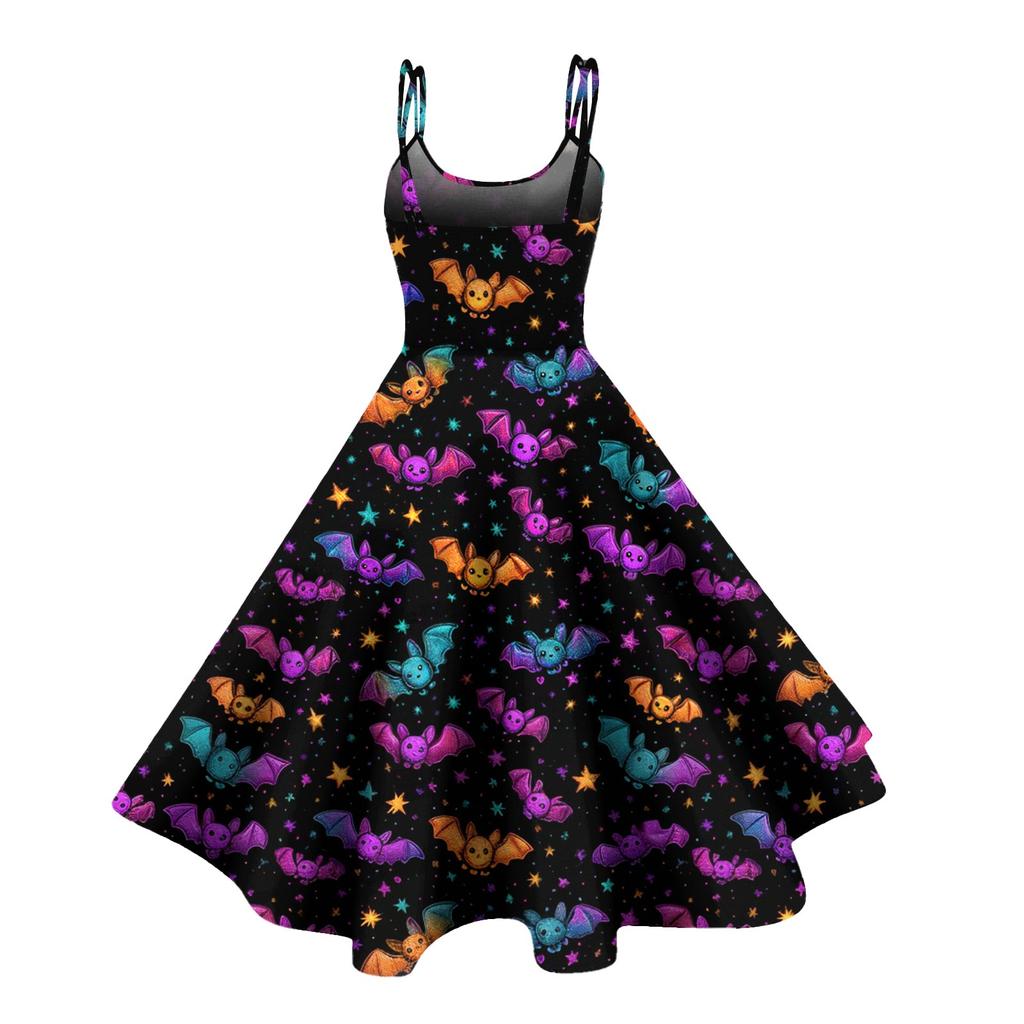 Kvinners Halloween-trykk Sexy Off-The-Shoulder Punk Vintage Kjole