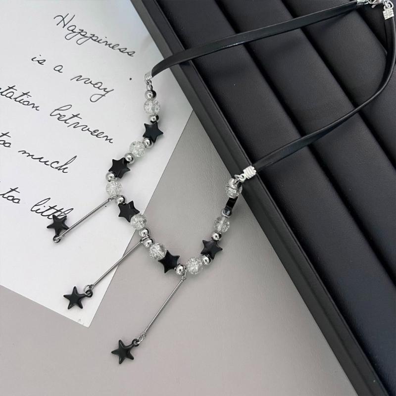 Bohemiean Star Fringe Clavicle Chain Dopamine Star Necklace Star Bowknot Choker Women Daily Outfits Delicate Jewelry