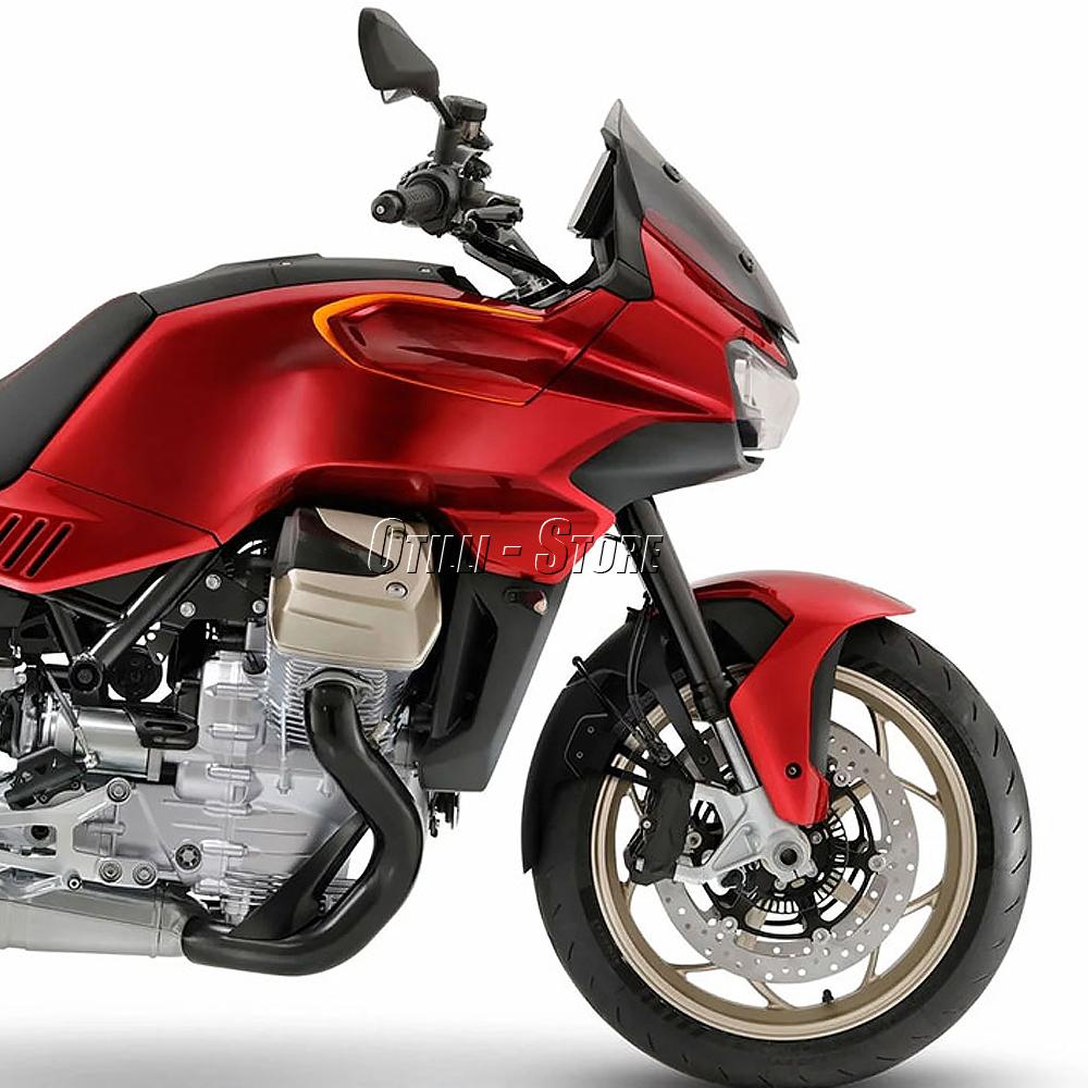 Motorcycle Accessories Front Fender Plastic Black Forging Pattern Carbon Fiber For Moto Guzzi V100 Mandello V100 MANDELLO 2022-