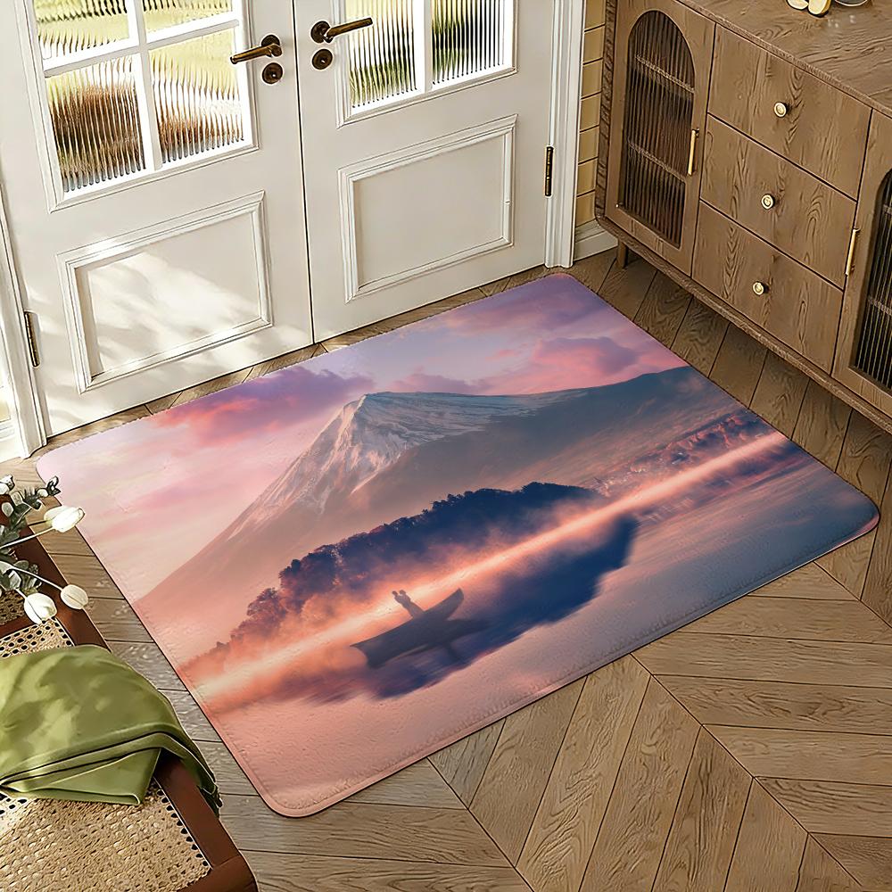Mount Fuji Floor Mat Soft Thickened Absorbent Non-Slip Bedroom Living Room Door Mat Home Decor Flannel Rugs