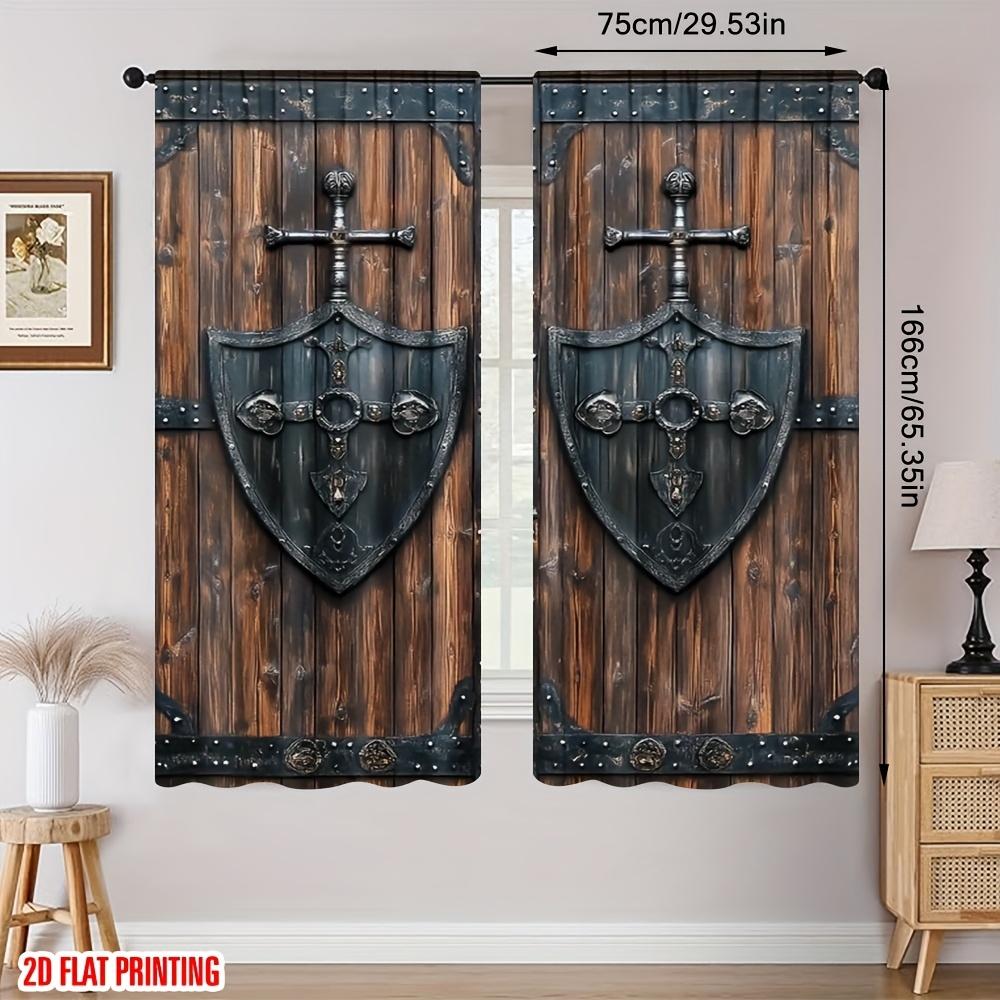 2pc Brown Wrought Iron Print Curtains – Luxe Texture for Living Room   Kitchen   Bedroom & Office