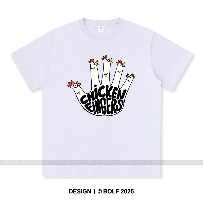 Chicken Fingers Printed T-Shirt 100% Cotton Oversized Foodie Graphic Tees for Men Women Summer Tops Snackcore Streetwear