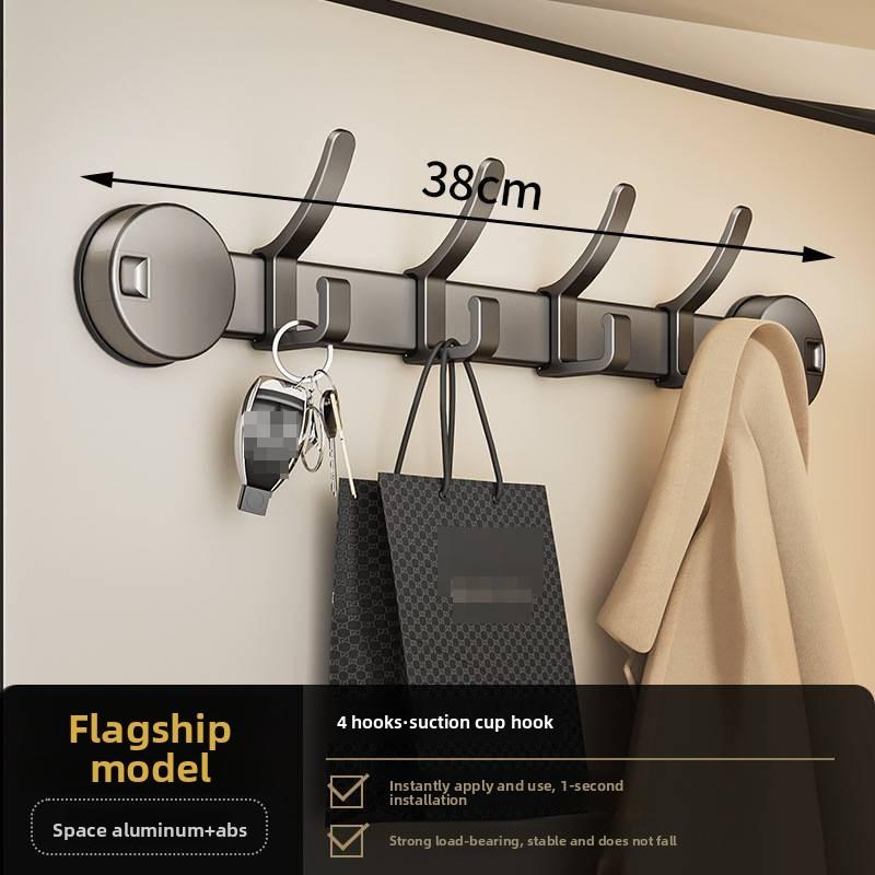 Sucker Wall Mount Hook Rack With Strong Adhesive For Bathroom And Home Storage
