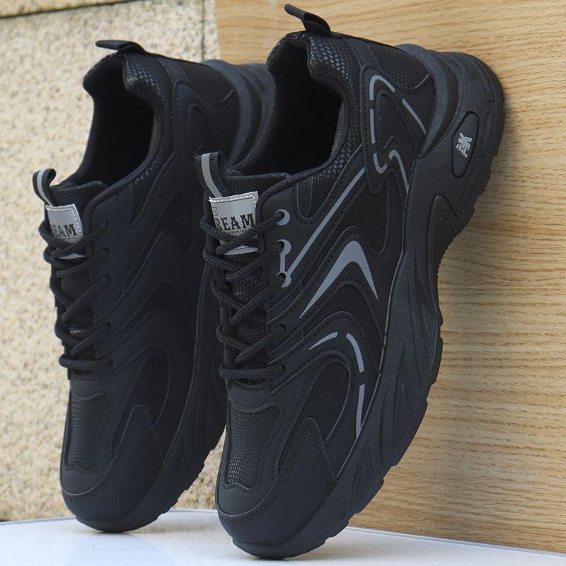 

Мужская обувь кожаная водонепроницаемая и легкая обувь для путешествий, кроссовки для папы, осенняя новинка, толстая подошва, нескользящие, для бега, спортивная и повседневная обувь 44