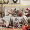2D Flat Printing, 4 Christmas Themed Pillowcases, Featuring Design Elements Such As Santa Claus and Reindeer, Non Real Embroidery,  Zippered Closure