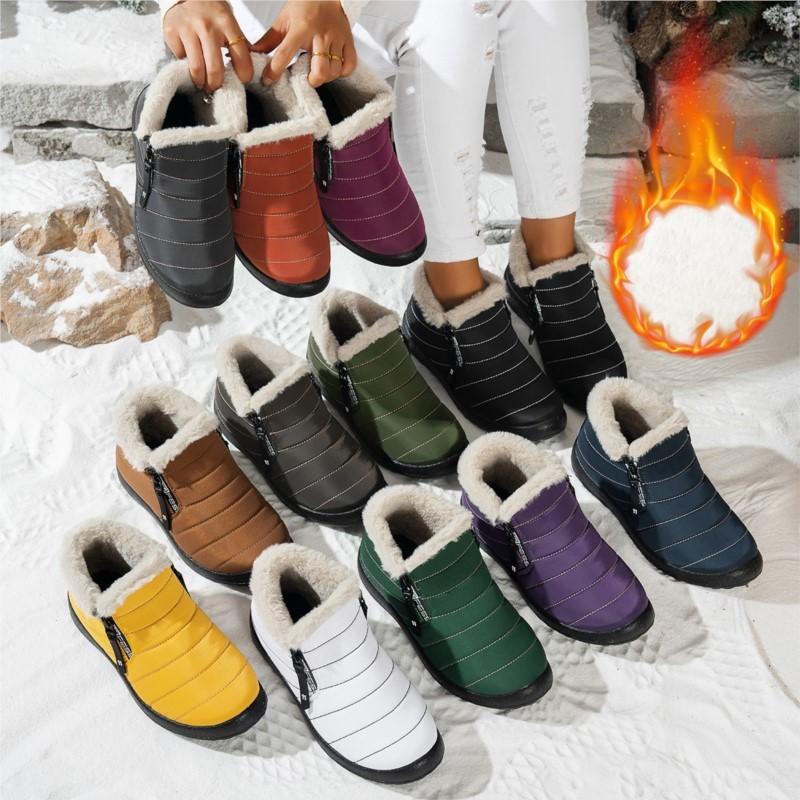 Snow Boots Woman Soft Ladies Shoes Slip On Women Booties Solid Ankle Boots Waterproof Couple Plush Botas Mujer Boots Women