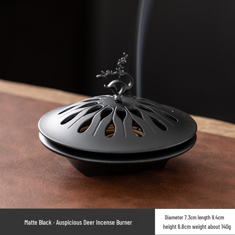 Zen Deer Incense Burner: Auspicious Coil Holder for Desktop or Tea Ceremony with Sandalwood and Agarwood Compatibility